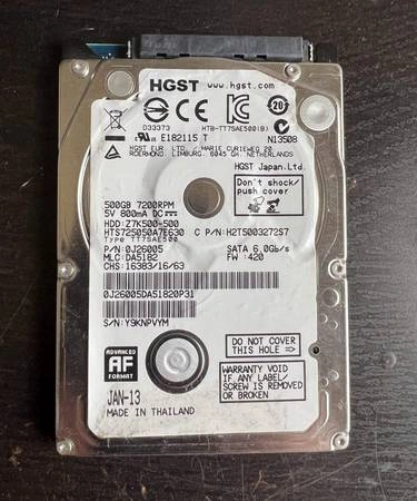 Hard Drive for Laptop 2.5 inch 500 GB0