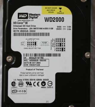 Western Digital 200GB 3.5 IDE Desktop Hard Drive-Model:WD2000JB